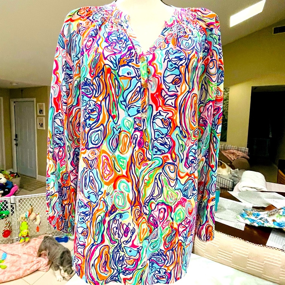 Lilly Pulitzer Elsa Silk Top Size Large